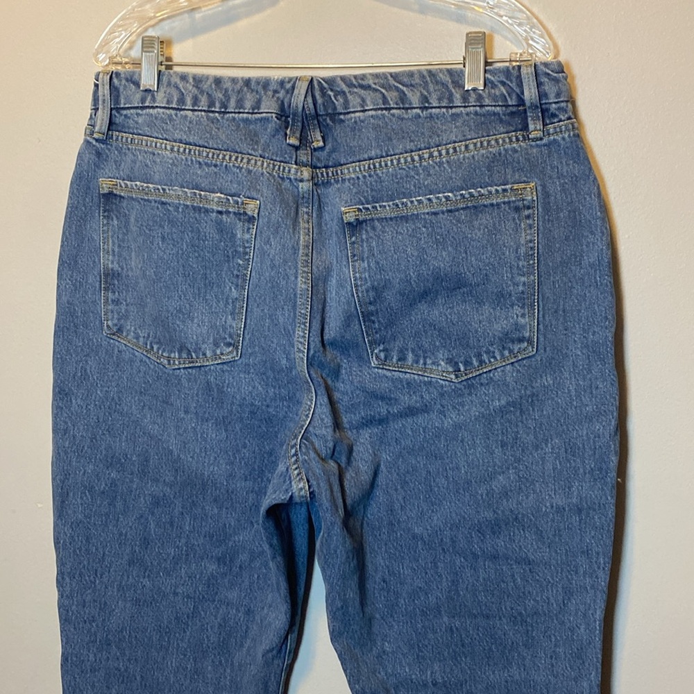 Good American Good Boy Straight Jeans Women’s 15 Blue Medium Wash Denim Slit Hem - Picture 12 of 17